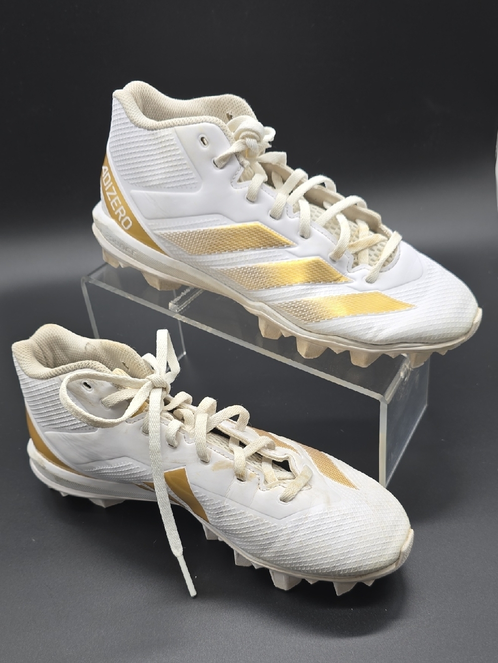 Adidas | Bounce | Cleats | White & Gold | Sz 7.5 | Gently Worn
